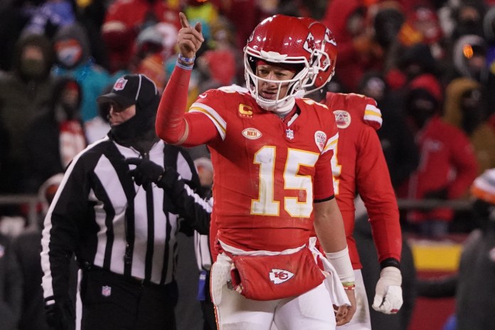 NFL: AFC Wild Card Round-Miami Dolphins at Kansas City Chiefs Kansas City Chiefs quarterback Patrick Mahomes reacts during the 2024 AFC wild card game.