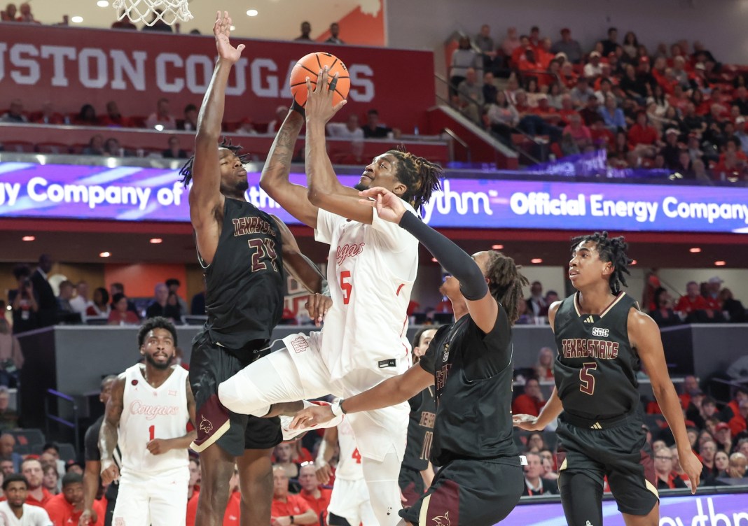 NCAA Basketball: Texas State at Houston texas state bobcats