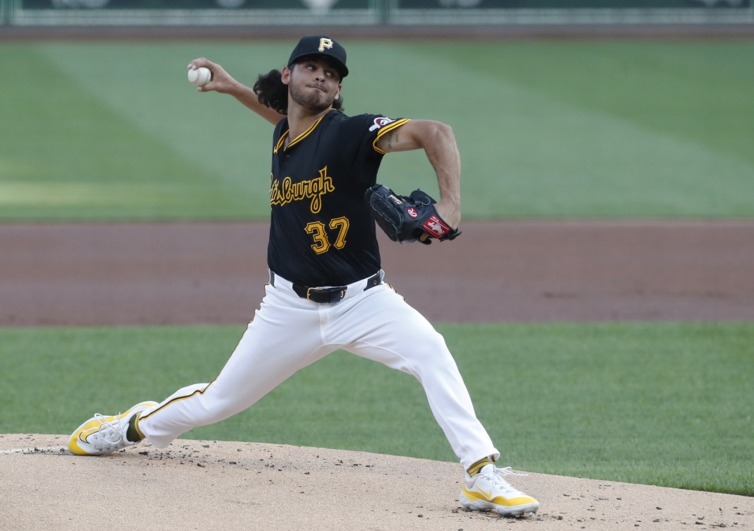 MLB: San Francisco Giants at Pittsburgh Pirates Jared Jones throws a pitch in a start against the San Francisco Giants.