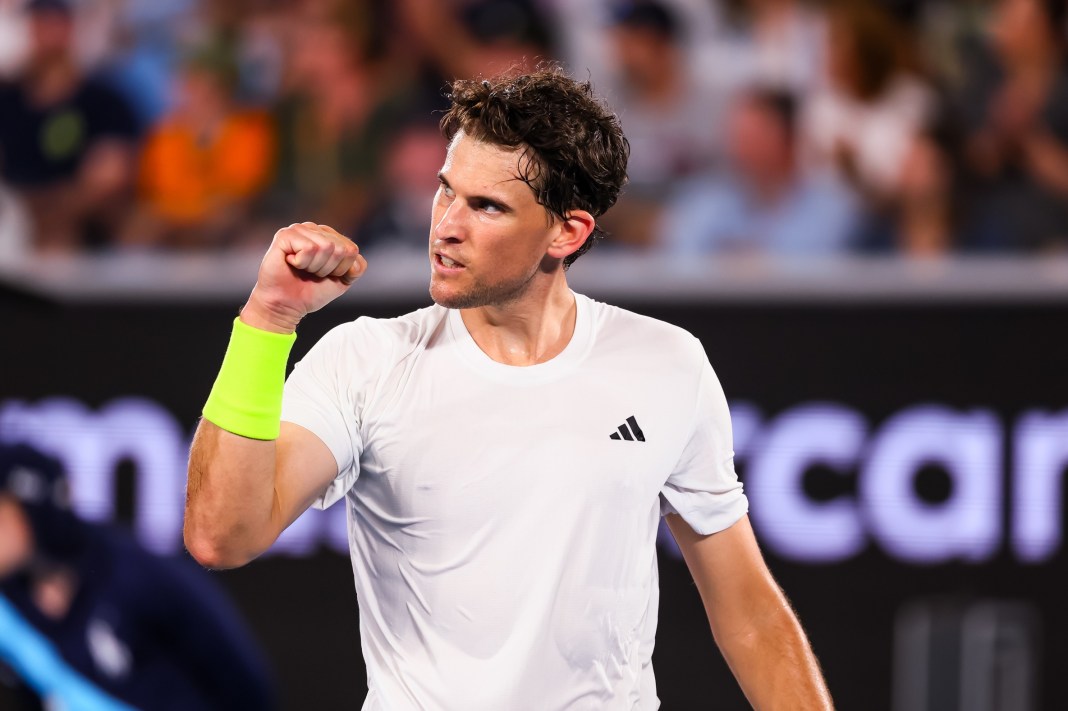 Tennis: Australian Open Dominic Thiem wins a point against Felix Auger Aliassime at the 2024 Australian Open.