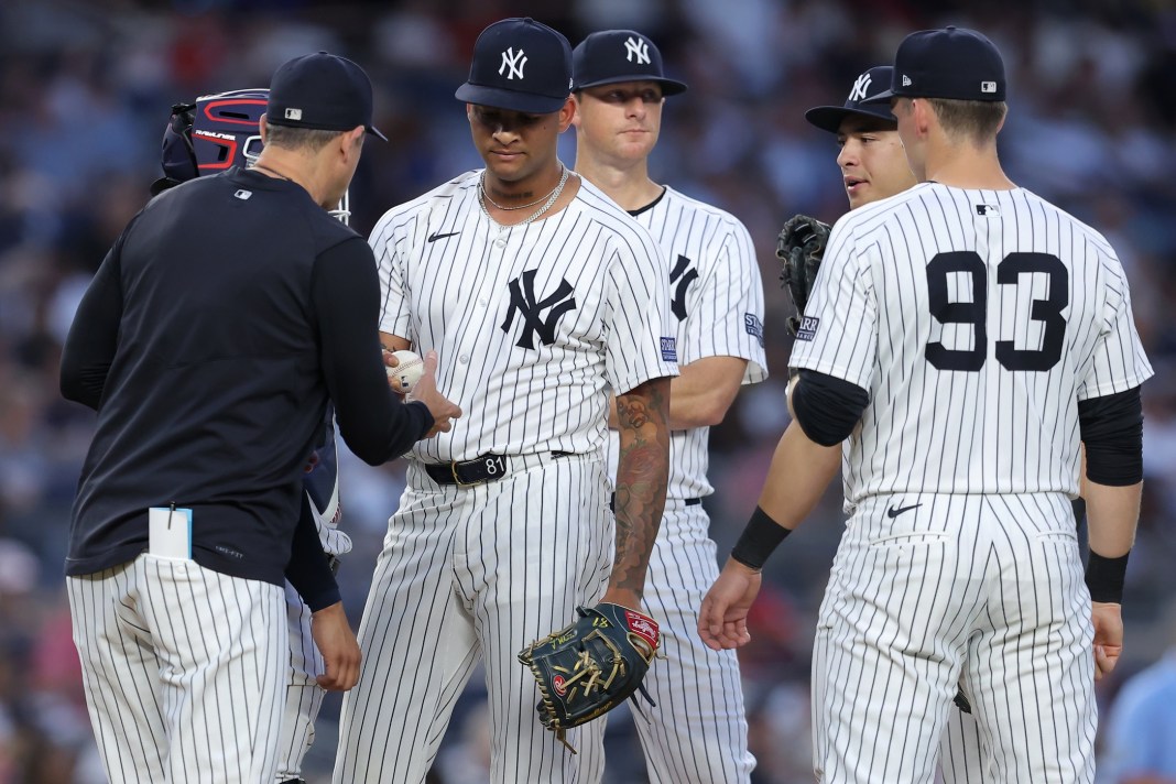 MLB: Cincinnati Reds at New York Yankees luis gil taken out of the game by aaron boone