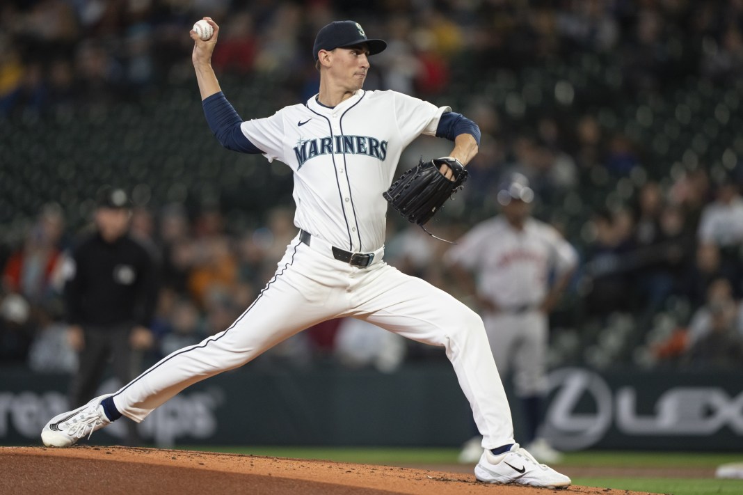 MLB: Houston Astros at Seattle Mariners Seattle Mariners starter George Kirby (68) delivers a pitch during the second inning against the Houston Astros at T-Mobile Park on May 29, 2024.