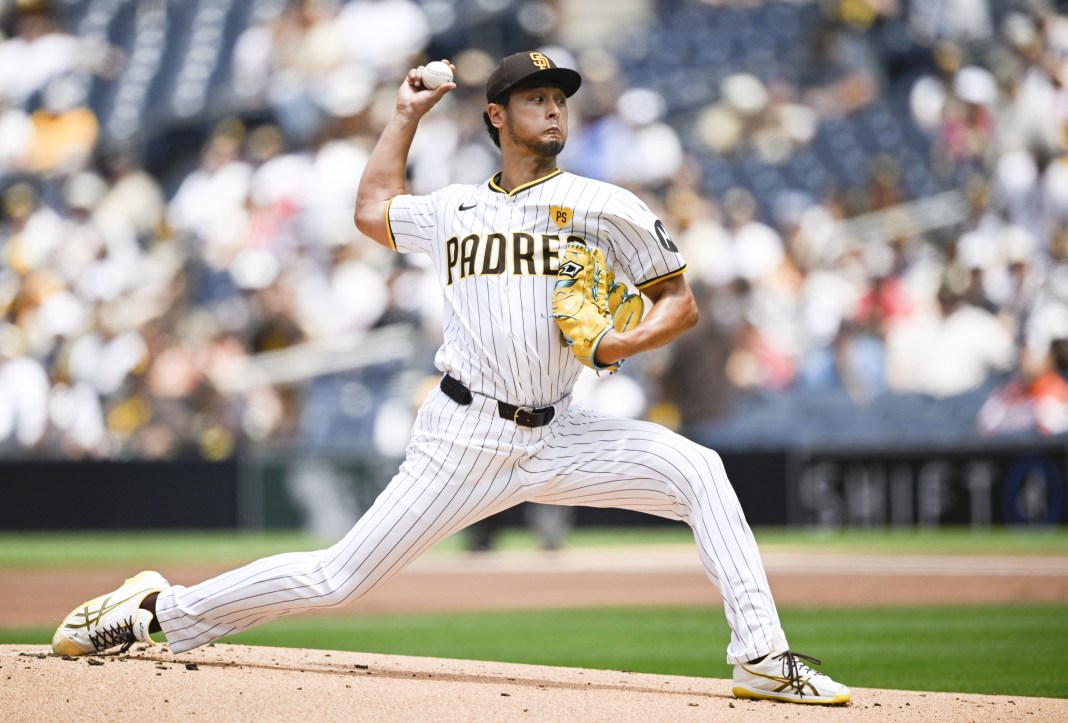 San Diego Padres pitcher Yu Darvish (11) pitches during the first inning against the Miami Marlins at Petco Park on May 29, 2024.