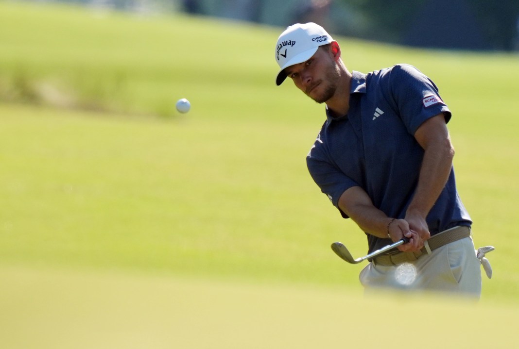 PGA: U.S. Open - Practice Round Nicolai Hojgaard chips up onto the sixth green during a practice round for the U.S. Open golf tournament