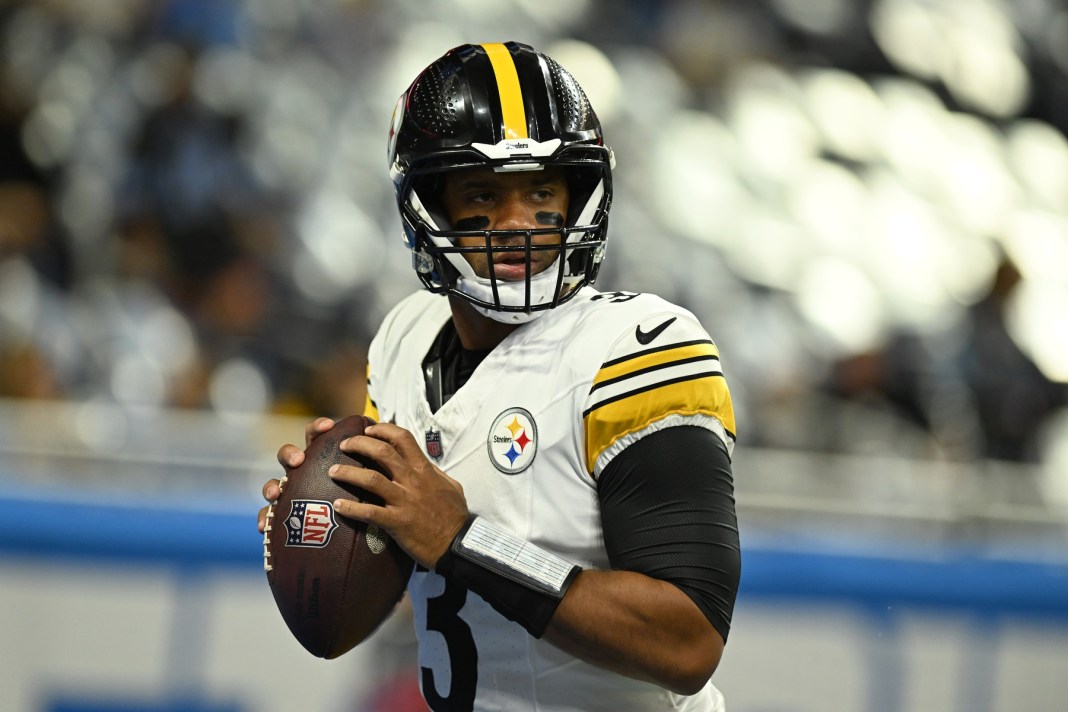 NFL: Pittsburgh Steelers at Detroit Lions Steelers quarterback Russell Wilson warms up before a game against the Lions.