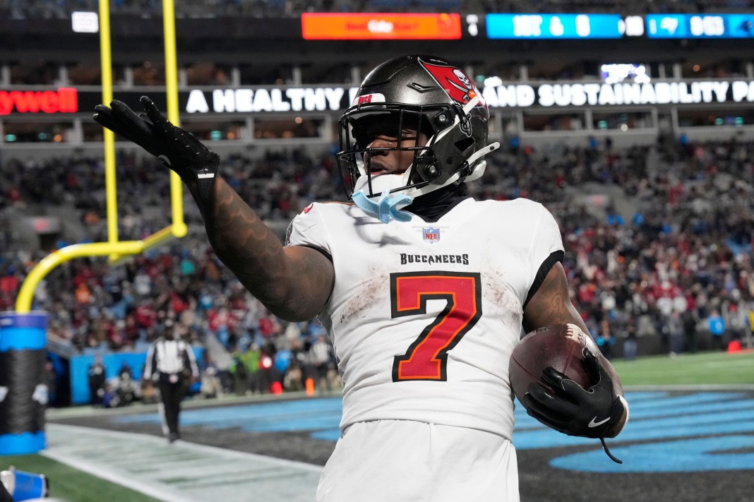 NFL: Tampa Bay Buccaneers at Carolina Panthers Tampa Bay Buccaneers running back Bucky Irving blows a kiss to the crowd after scoring a touchdown