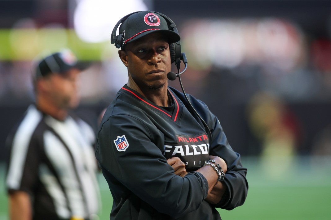 NFL: Seattle Seahawks at Atlanta Falcons Atlanta Falcons head coach Raheem Morris on the sideline against the Seattle Seahawks