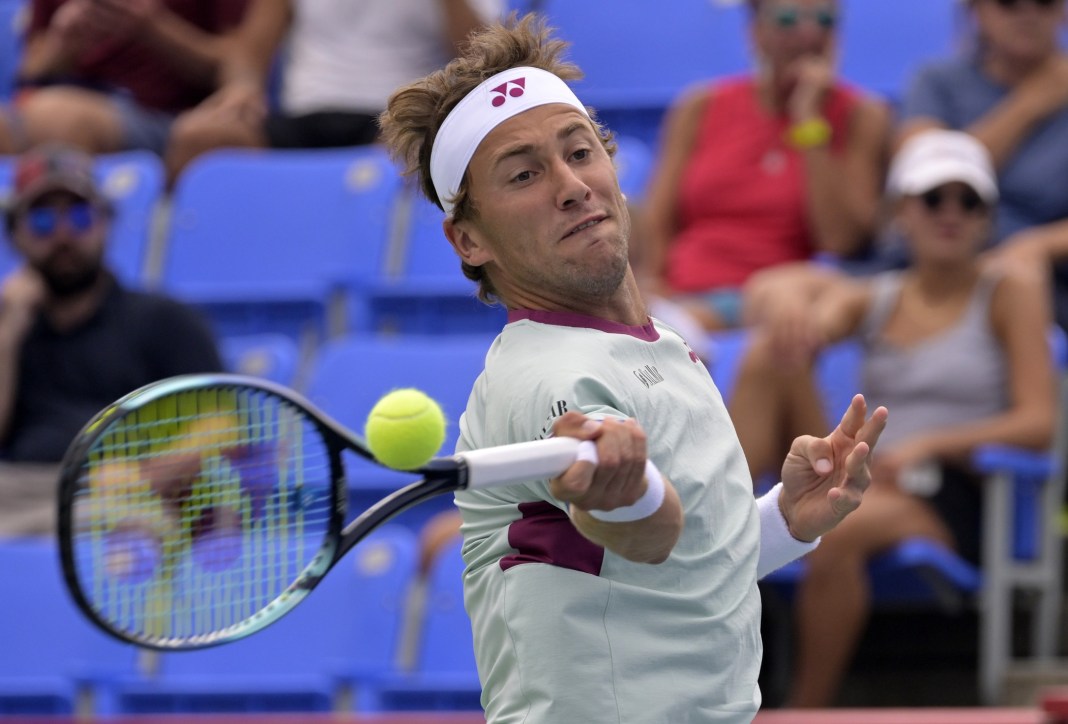 Tennis: National Bank Open-Montreal Casper Ruud hits a forehand in Montreal during the 2024 tennis season.