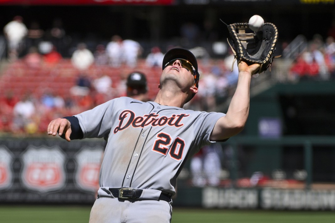 MLB: Detroit Tigers at St. Louis Cardinals Detroit Tigers first baseman Spencer Torkelson (20) catches a foul ball