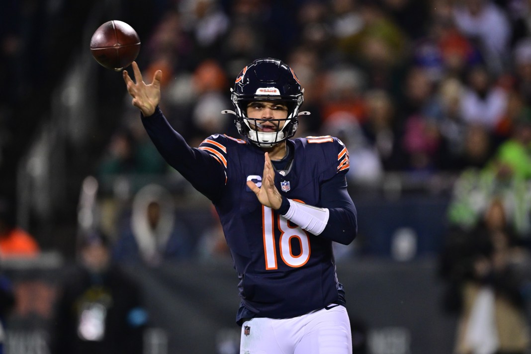 Bears quarterback Caleb Williams throws a pass against the Seahawks during the 2024 NFL season.
