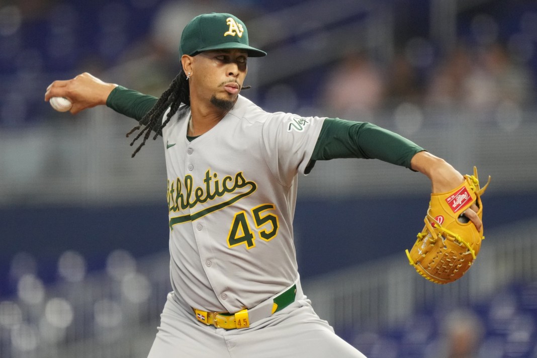 MLB: Athletics at Miami Marlins osvaldo bido athletics pitcher