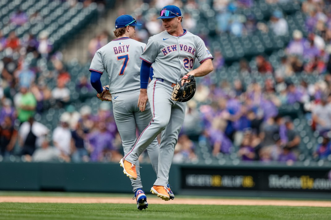 MLB: New York Mets at Colorado Rockies Pete Alonso and Brett Baty, New York Mets