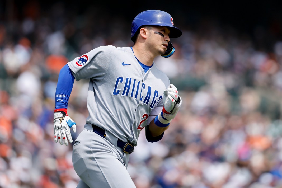 Chicago Cubs outfielder Seiya Suzuki (27) runs the bases after hitting a home run in the eighth inning of the game against the Detroit Tigers at Comerica Park in Detroit, Michigan, on June 7, 2025.