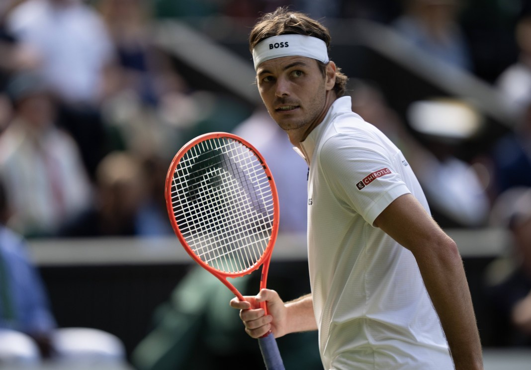 Tennis: Wimbledon Championships Taylor Fritz celebrates a win over Alejandro Davidovich Fokina at Wimbledon in 2025.