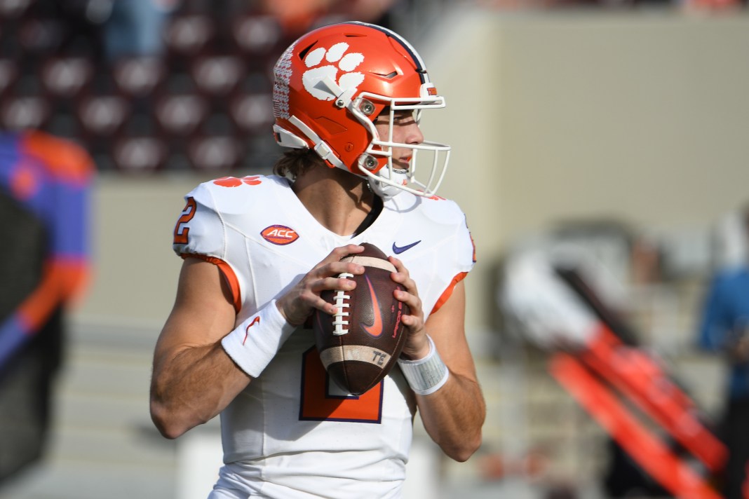 NCAA Football: Clemson at Virginia Tech Clemson quarterback Cade Klubnik drops back to pass against Virginia Tech during the 2024 college football season.
