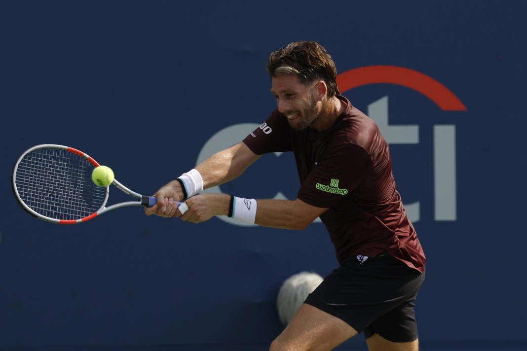 Tennis: Mubadala Citi DC Open Cameron Norrie hits a backhand against Lorenzo Musetti at the 2025 Mubadala Citi DC Open.
