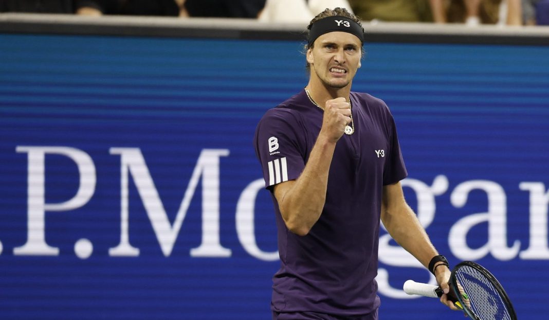 Alexander Zverev reacts to a win over Jacob Fearnley at the 2025 US Open.