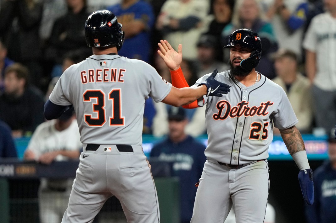 Riley Greene and Gleyber Torres Detroit Tigers left fielder and second baseman